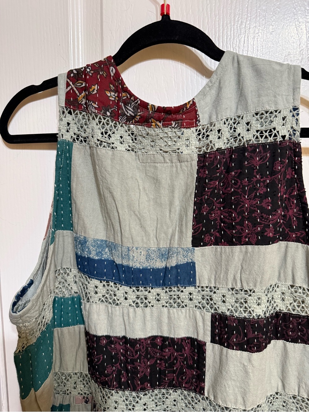 H082 New POL pp21 Patchwork Tiered Maxi Dress in Teal, Navy & Rust - Picture 7 of 13